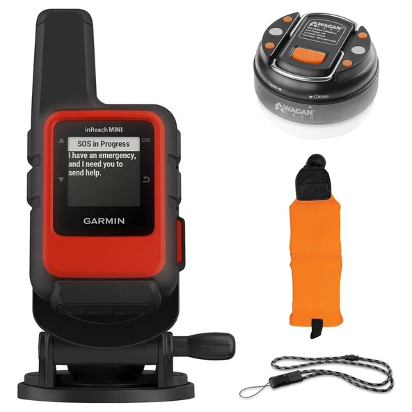 Garmin 010-02602-30 inReach Mini 2 Compact Uydu iletişimor, Flame Red, Marine Sche with Quick release Eye + Orange Floating Köpük Bile- + LED Brite-Nite Dome Lantern Flashlight ürün görseli 1
