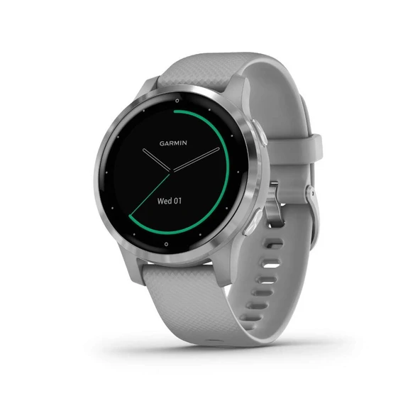 Garmin vivo 4S, Smaller-Sized GPS Smartwatch, Özellikler Müzik, Body Energy Watch, Animation Workouts, Pulse Ox Sensörler ve daha fazlası, Gray Band ile Gümüş ürün görseli 1