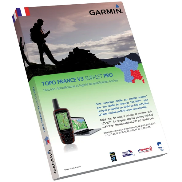 Garmin Topo France V3 GPS cihazları için Güneydoğu eğlence ve yürüyüş haritası, microSD ve DVD'de, 010-11240-01 ürün görseli 1