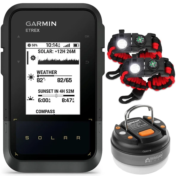 Garmin 010-02782-00 eTrex Solar Support GPS El Navigator Sche ile SOS LED ve Wagan LED Brite-Nite Dome Lantern Flashlight ürün görseli 1
