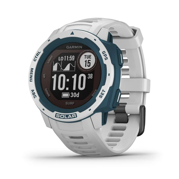 Garmin Instinct Solar Surf, Solar-Powered Rugged Outdoor Smartwatch with Tide Data and Private Surfing Activity, Cloudbreak ürün görseli 1