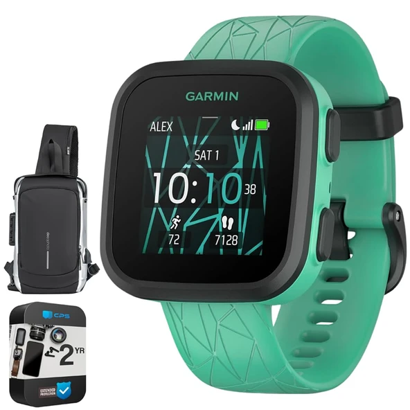 Garmin Bounce Kids Smartwatch, Green Burst w/Sling Backpack + 2 Yr Garanti ürün görseli 1