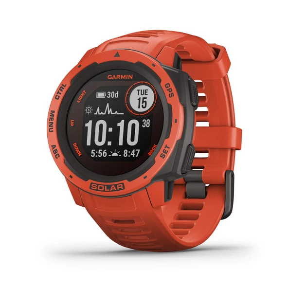 Garmin Instinct Solar, Solar-Powered Rugged Outdoor Smartwatch, built-in Sports Apps and Health Watch, Flame Red Apps and Health Watch, ürün görseli 1