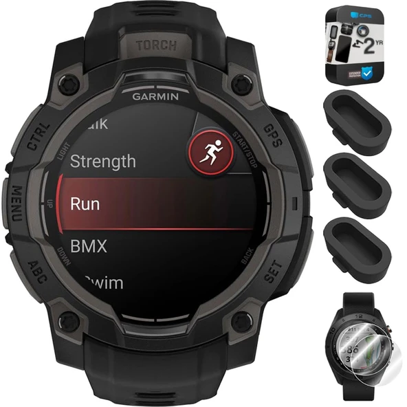 Garmin 010-02936-00 Instinct 3-45 mm Açık GPS Smartwatch AMOLED Black Band Sche ile Dust Cover 3 Pack, 2Pack Ekran Koruyucu ve 2 YR CPS Geliştirilmiş Koruma Paketi ürün görseli 1
