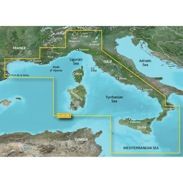 Garmin VEU012R İtalya West Coast SD Card Nautical Charts ürün görseli 1