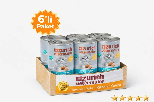 Zurich Veterinaire Tavuklu Yavru Kedi Konservesi 415 gr x 6’lı Paket ürün görseli 1