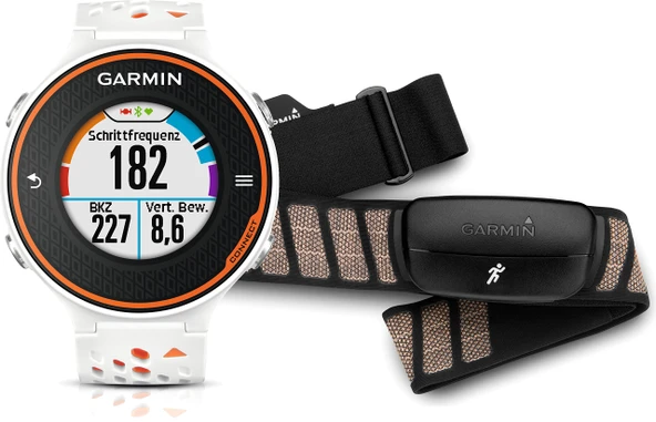 Garmin koşu saati Forerunner 620 HR dahil. Premium HR göğüs kemeri Run, beyaz/turuncu, 010-01128-41 ürün görseli 1