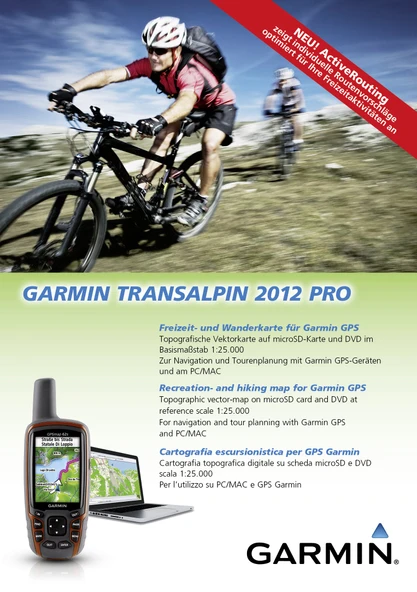 Garmin TransAlpin 2012 Pro sınır ötesi eğlence ve yürüyüş haritası ürün görseli 1