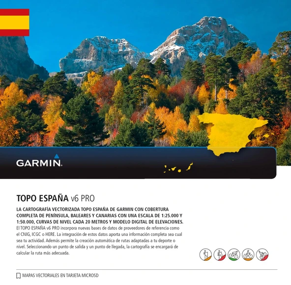 Garmin topografik vektör haritası TOPO İspanya v6 PRO, siyah, düz, 010-12036-01 ürün görseli 1