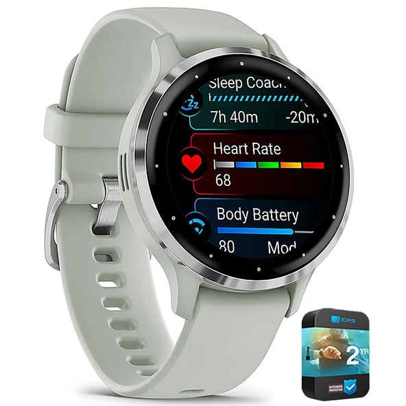 Garmin 010-N2785-01 Venu 3S Health Fitness GPS Smartwatch Silver Bezel/Gray Band (41mm) Refurbished Sche ile 2 YR CPS Geliştirilmiş Koruma Paketi ürün görseli 1