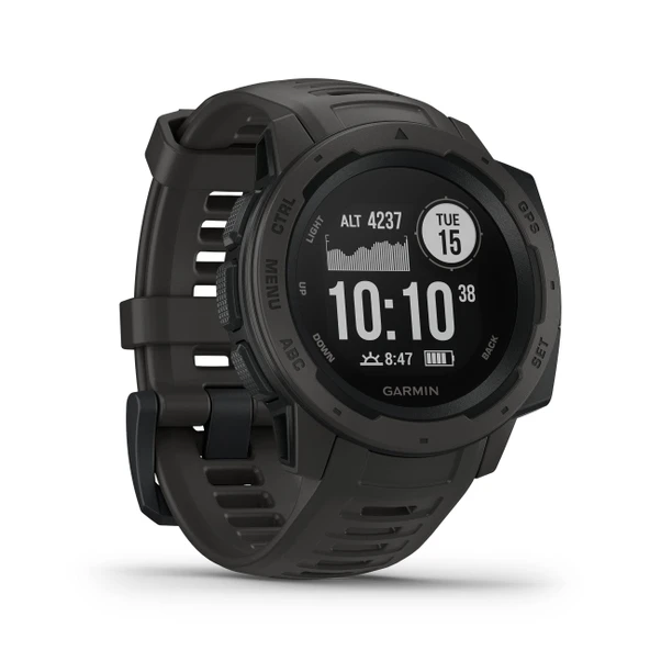 Garmin  Instinct - spor/fitness işlevlerine, kalp atış hızı ölçümüne, kondisyon takipçisine ve akıllı telefon bildirimlerine sahip su geçirmez GPS akıllı saat ürün görseli 1