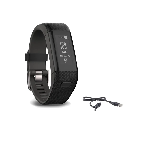 Garmin Vivosmart HR Plus Activity Tracker, Regular Fit, Black, Sche with Extra Garmin Original Şarj ürün görseli 1