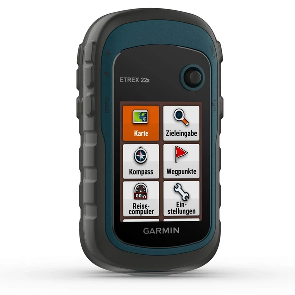 Garmin eTrex 22x - Düğmeyle çalıştırılabilen 2,2" (5,6 cm) renkli ekrana, önceden yüklenmiş TopoActive Avrupa haritasına ve 25 saatlik pil ömrüne sahip sağlam, su geçirmez GPS navigasyon sistemi ürün görseli 1