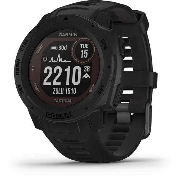 Garmin Instinct Solar Taktik, Solar-Powered Fire Smartwatch with Taktik Özellikler, Yapılı Spor Uygulamaları ve Sağlık İzlemesi, Black Watch ürün görseli 1