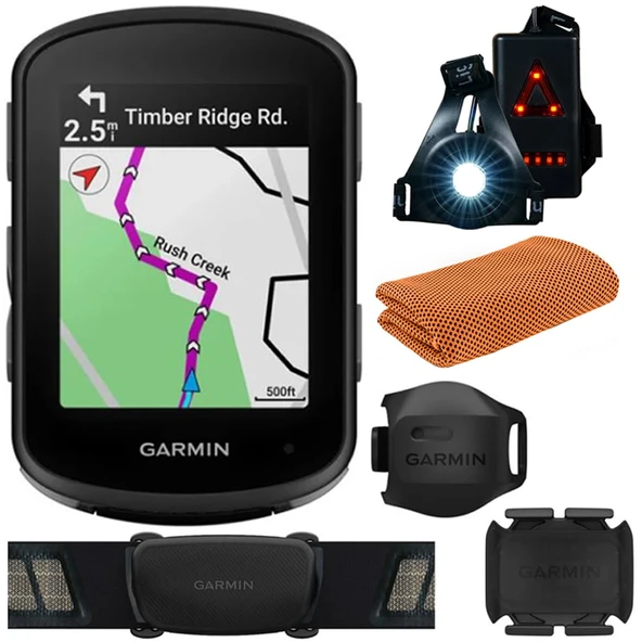 Garmin 010-02694-10 Edge 540, Compact GPS Bisikleti Sensörle Bilgisayar | Resmi ABD Ortak Modeli | Spor Havlusu ve Deco Essentials Giyimable Commuter Front ve Arka Güvenlik Işıkları ürün görseli 1