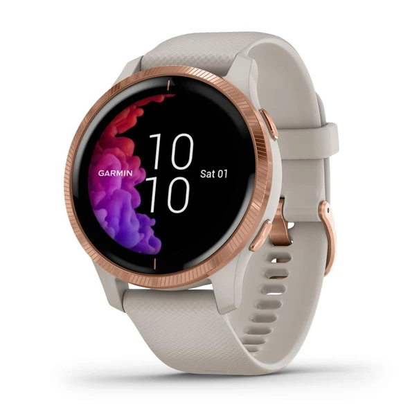 Garmin Venu - Parlak Touchscreen ile GPS Smartwatch - Music, Body Energy Watch, Animation Workouts, Pulse Ox Sensör ve Daha Fazla - Rose Gold with Tan Band ürün görseli 1