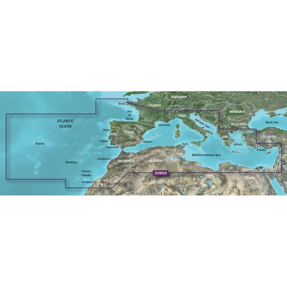 Garmin Bluechart G2 - HXEU802X - Akdeniz Denizi ve Iberian Yarımadası - MicroSD/SD ürün görseli 1