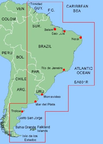 Garmin BlueChart East Coast South America Saltwater Map CD-ROM (Windows) ürün görseli 1