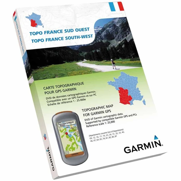 Garmin Topo France South-West - DVD ve microSD'deki GPS cihazları için eğlence ve yürüyüş haritası ürün görseli 1