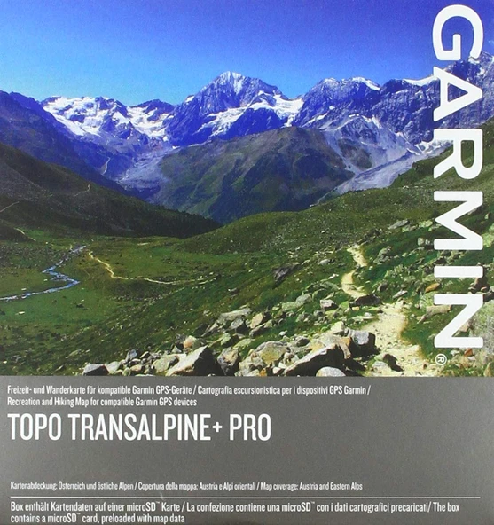Garmin, Doğu Alpleri için yürüyüş ve bisiklete yönelik TOPO Transalpine+ PRO topografik vektör haritasını 1:25.000 ölçeğinde haritalar, siyah, M, 010-11404-05 ürün görseli 1
