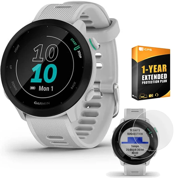 Garmin Forerunner 55 GPS Koşu İzle (Beyaz) | Resmi ABD Ortak Modeli | Sche with 2Pack Ekran Koruyucu Sche ürün görseli 1