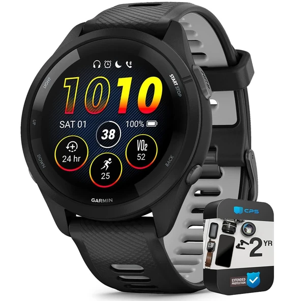 Garmin 010-02810-00 Forerunner 265 GPS Smartwatch Black/Powder Gray Sche ile 2 YR CPS Geliştirilmiş Koruma Paketi ürün görseli 1