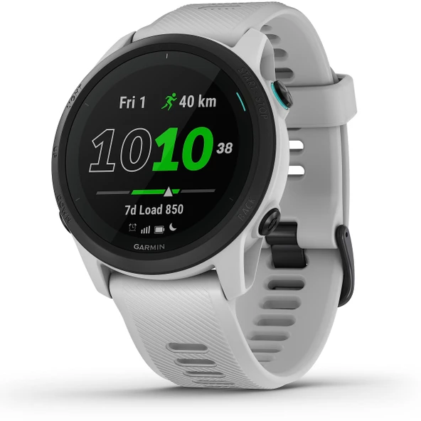 Garmin Forerunner 745 – Bireysel antrenman planlarına, özel koşu fonksiyonlarına ve ayrıntılı antrenman analizine sahip GPS triatlon saati. 1,2" renkli ekran, 1 haftaya kadar pil ömrü, suya dayanıklı ürün görseli 1