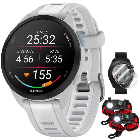 Garmin 010-02863-31 Forerunner 165 Music Smart Sport Watch, Mist Gray + Whitestone Sche ile Deco Essentials 2X Taktik Acil Durum Paracord Multi amaçlı Ayakkabı ve 2X Ekran Koruyucu ürün görseli 1