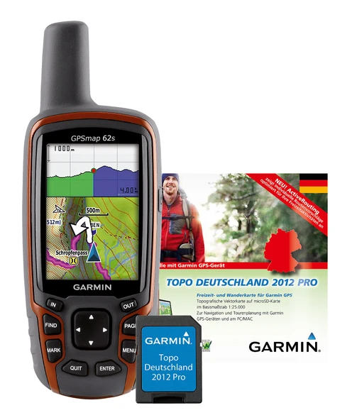 Garmin GPSmap 62s GPS cihazı + Topo Almanya 2012 Pro toplam eğlence haritası, microSD'de, M10-DE100-20 ürün görseli 1
