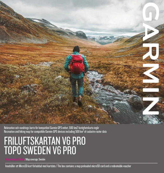 Garmin Maps Topo V6 Pro ve Birdseye Select Prime - Aktif Yönlendirme Fonksiyonu ve İlgi Çekici Noktalar ile İsveç için Topografik Vektör Haritası Topografik, Siyah, M ürün görseli 1