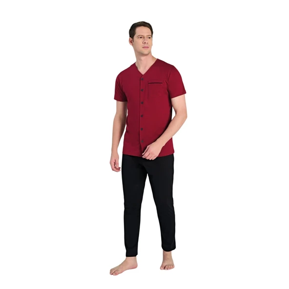 Over Sleep 2348 Erkek Önden Düğmeli Süprem Yazlık Takım (M-L-XL-2XL) ürün görseli 1