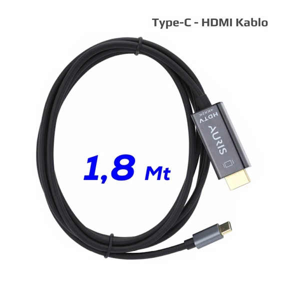 Auris HDMC10 Type-C to HDMI 4K 1.8m Ses ve Görüntü Aktarım Kablosu ürün görseli 1