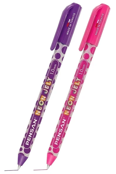 Pembe Mor Neon Tükenmez Kalem 2 Adet Pensan Neon Jely Fosforlu Jel Pilot Kalem Siyah Defter Kalemi Yumuşak Yazım ürün görseli 1