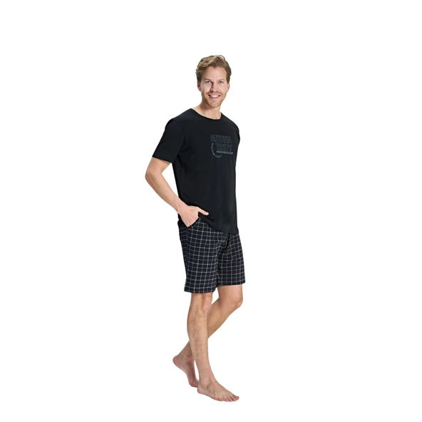 Over Sleep 2382 Erkek Süprem Şort Yazlık Pijama Takım (S-M-L-XL) ürün görseli 1