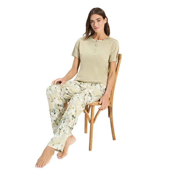 Over Sleep 3338 Kadın Modal Yazlık Pijama Takım (M-L-XL-2XL) ürün görseli 1