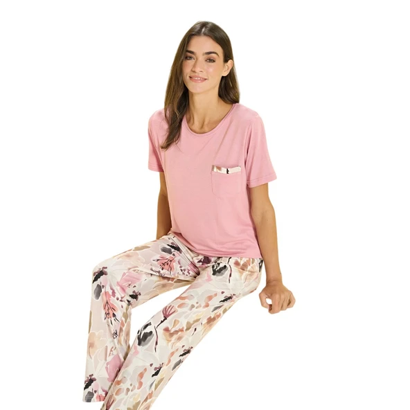 Over Sleep 3348 Kadın Viskon Yazlık Takım (S-M-L-XL) ürün görseli 1