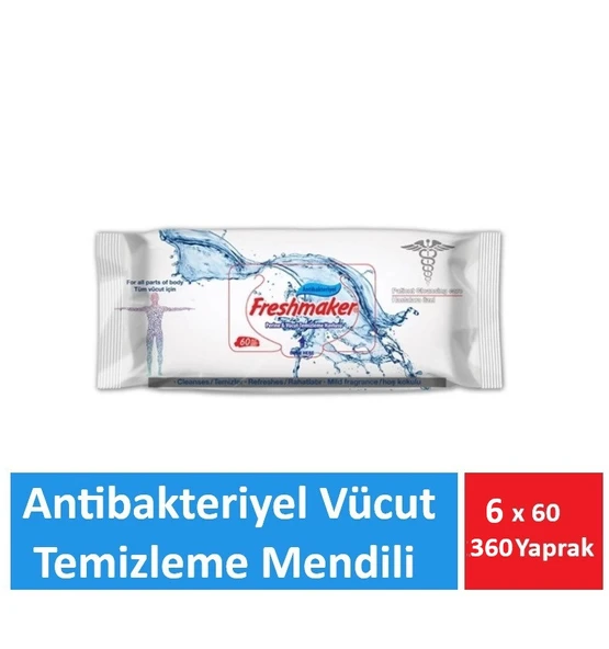 Freshmaker Antibakteriyel Hasta Vücut Temizleme Mendili XL 360 Yaprak ürün görseli 1