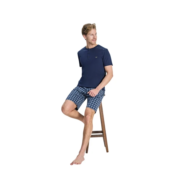 Over Sleep 2383 Erkek Süprem Şort Yazlık  Pijama Takım (S-M-L-XL) ürün görseli 1