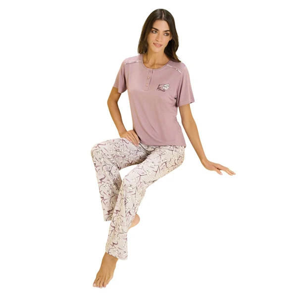Over Sleep 3359 Kadın Büyük Beden Viskon Yazlık Takım (L-XL-2XL-3XL) ürün görseli 1