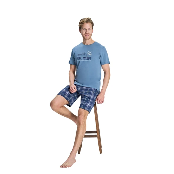 Over Sleep 2389 Erkek Süprem Şort Yazlık Pijama Takım (M-L-XL-2XL) ürün görseli 1