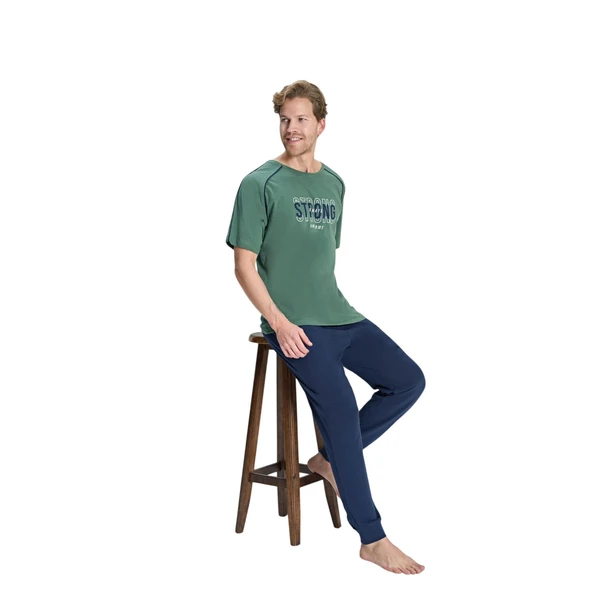 Over Sleep 2395 Erkek Likralı Eşli Yazlık Pijama Takım (M-L-XL-2XL) ürün görseli 1