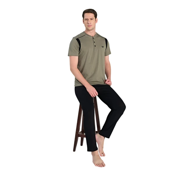 Over Sleep 2360 Erkek Süprem Yazlık Pijama Takım (M-L-XL-2XL) ürün görseli 1