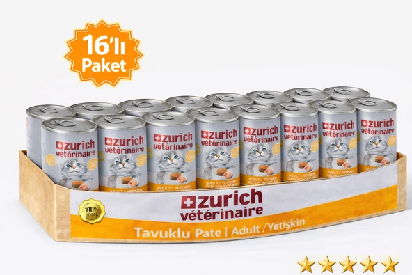 Zurich Veterinaire Tavuklu Yetişkin Kedi Konservesi 415 gr x 16’li Paket ürün görseli 1