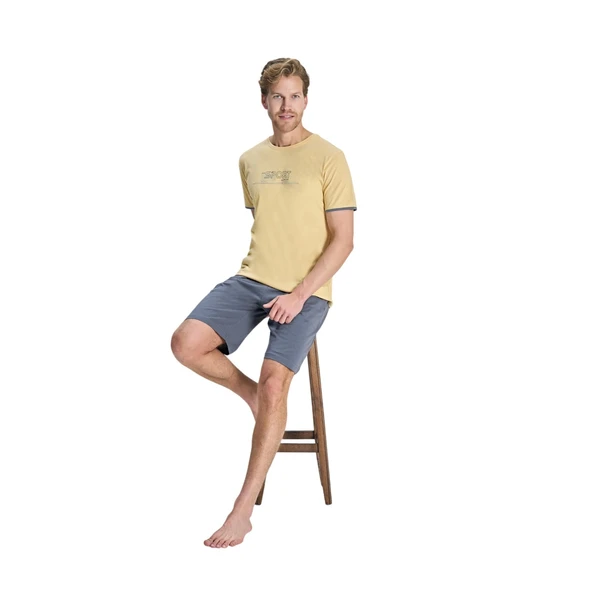 Over Sleep 2384 Erkek Süprem Şort Yazlık Pijama Takım (S-M-L-XL) ürün görseli 1