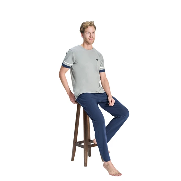 Over Sleep 2328 Erkek Likralı Süprem Yazlık Pijama Takım (M-L-XL-2XL) ürün görseli 1