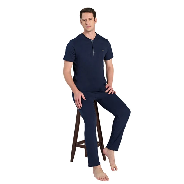 Over Sleep 2352 Erkek Süprem Yazlık Pijama Takım (M-L-XL-2XL) ürün görseli 1