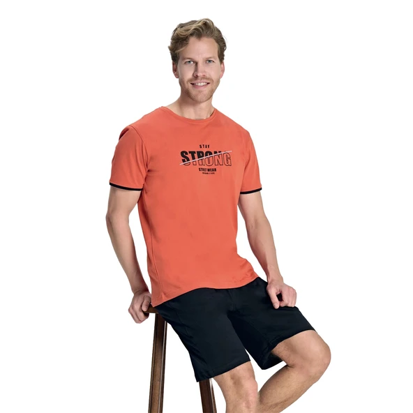 Over Sleep 2387 Erkek Süprem Şort Yazlık Pijama Takım (S-M-L-XL) ürün görseli 1