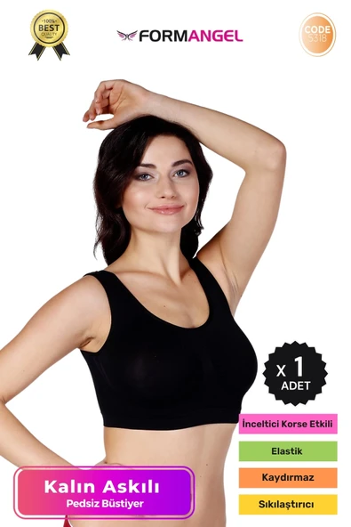 #Büstiyer Dikişsiz Seamless Kadın Esnek Yumuşak Kumaş Kalın Askılı Pedsiz Spor Büstiyer - 1 Adet ürün görseli 1