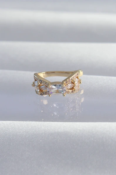 Pirinç Gold Renk Zirkon Taş Kaplama Earcuff Küpe ürün görseli 1