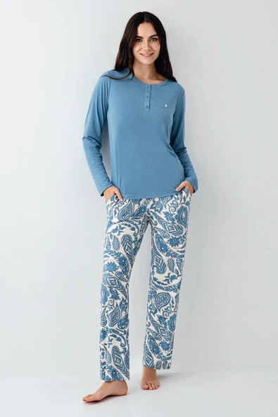 Pierre Cardin 9075-S Kadın Uzun Kol Pijama Takım ürün görseli 1